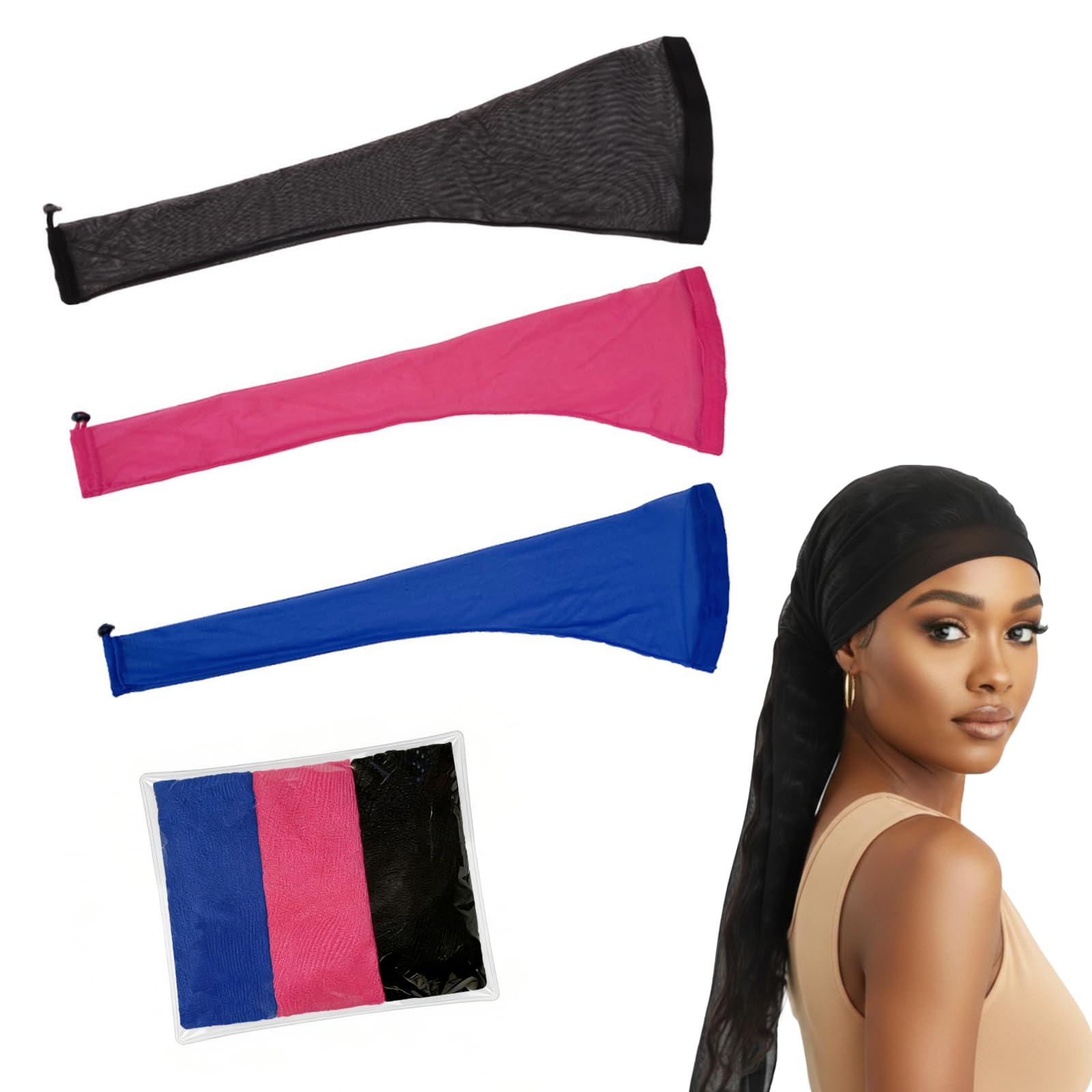 Qtaikong 3 PCS Hair Weave Sleeve for Locs, Dreadlocks & Twists – Breathable Loc Sleeve for Women – Extra Long Hairsleeve for Braids – Stretchy,