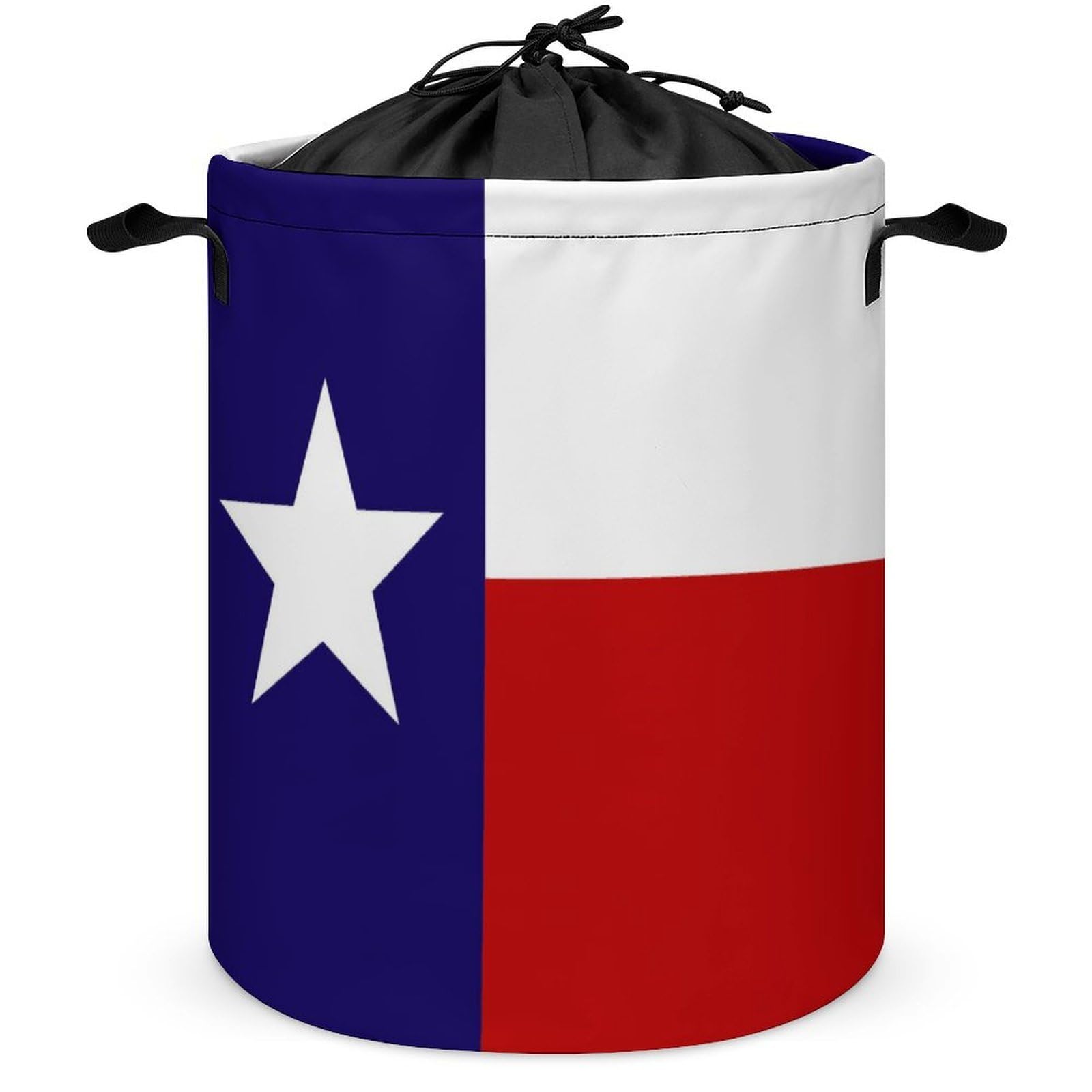 Qjjinxior Drawstring Laundry Hamper, Texas Flag Laundry Basket, Washing Basket with Handle