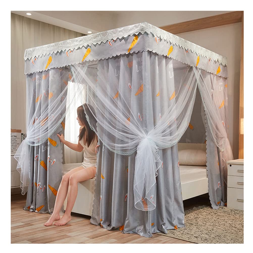Moustiquaire baldaquin luxe grise 150x200cm pour lit à 4 poteaux