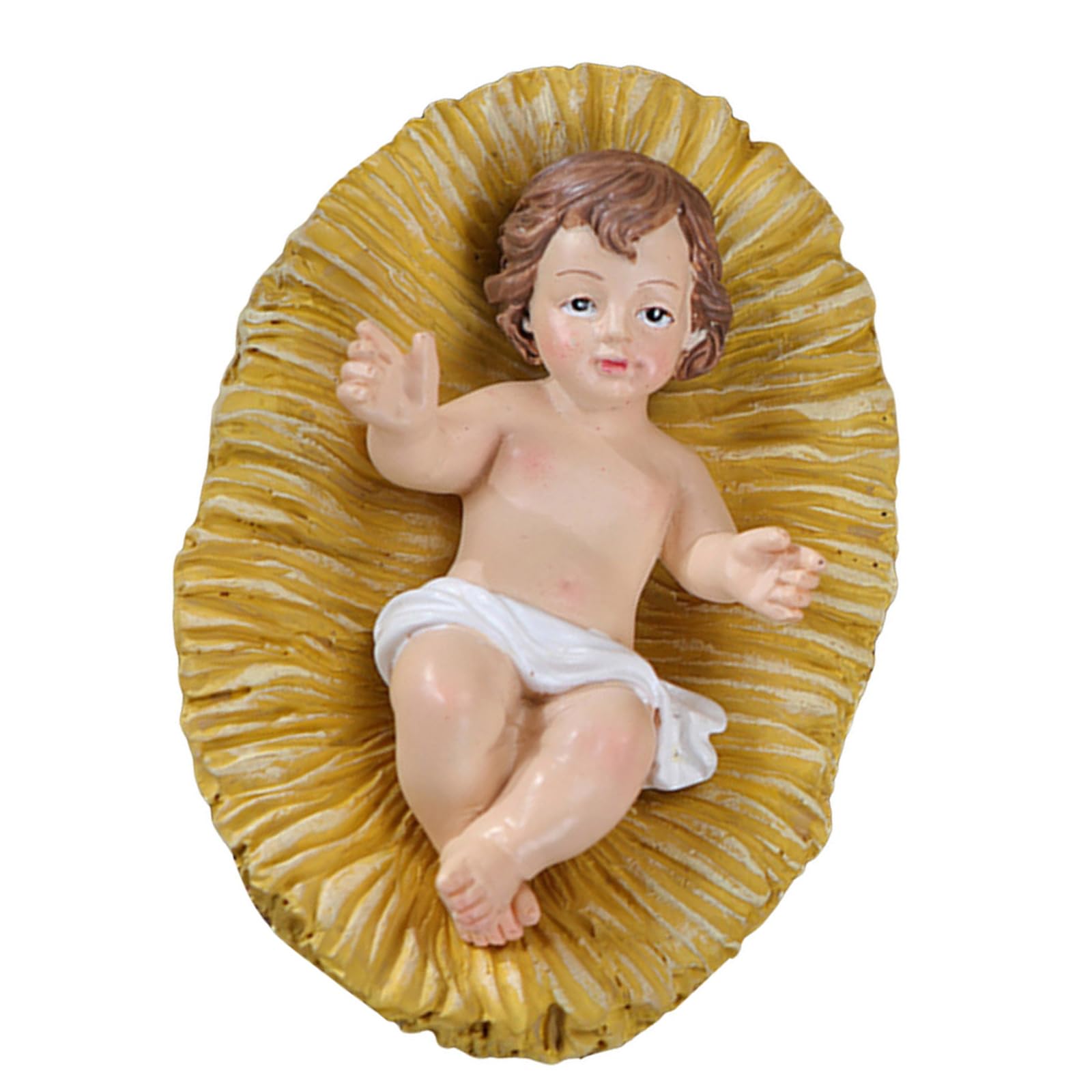 Kalttoy Handcrafts Resins Infant Baby in Manger Figure Statue Nativity Scene Figurine Ornament for Festives and Religious Decors Christmas Decoration