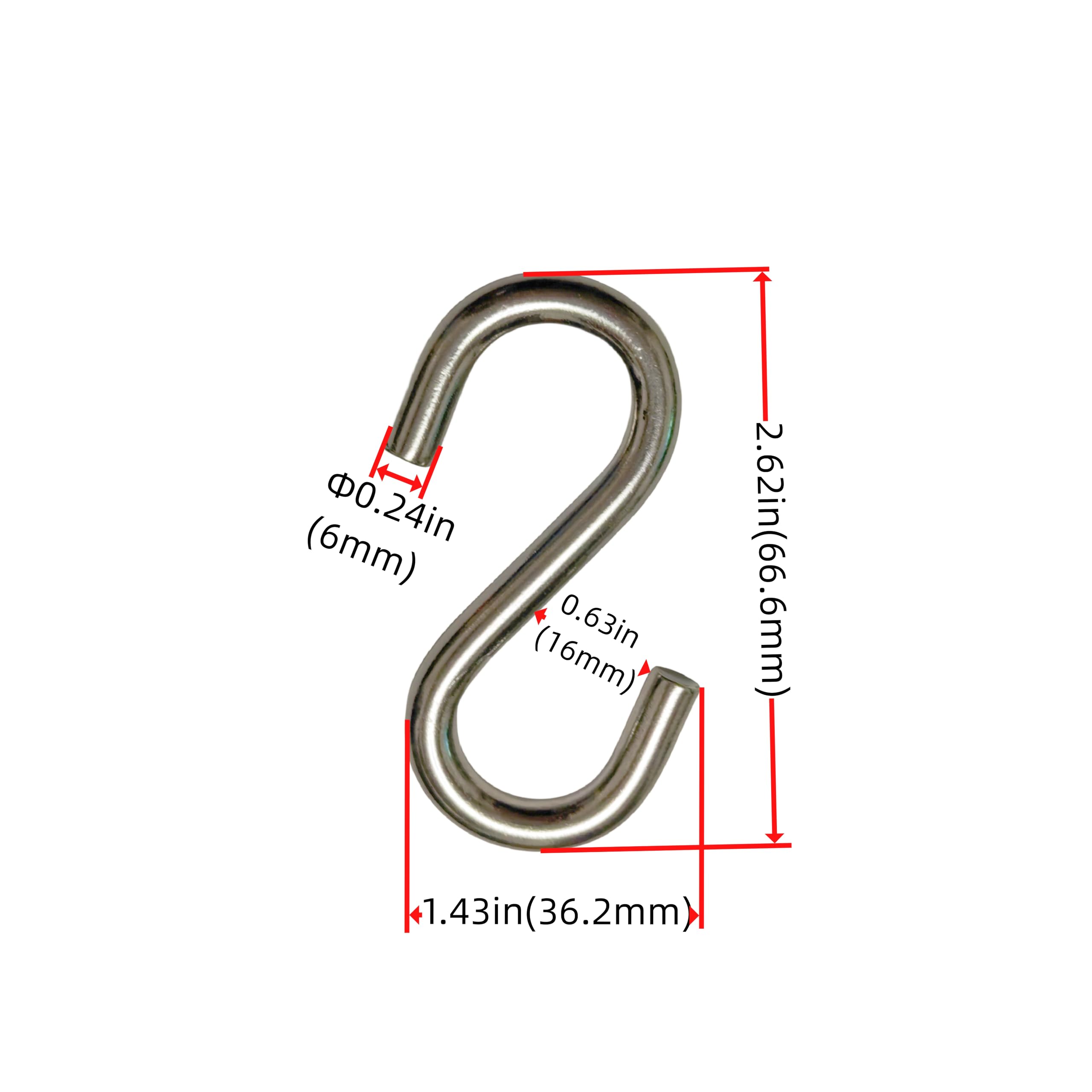 Stainless Steel S Hooks - 6 Pack -4