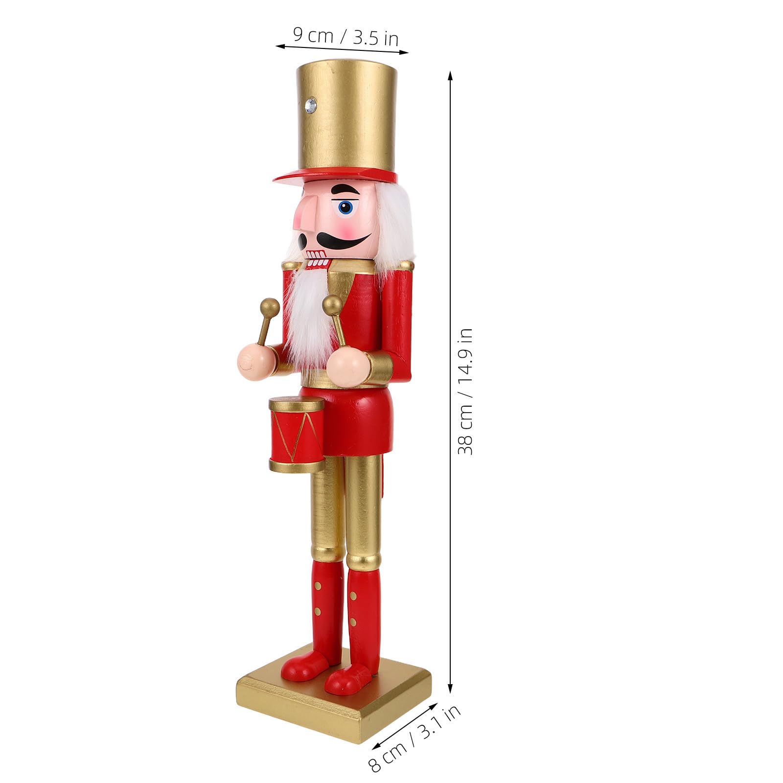 FRCOLOR 2 Pièces Figurine Casse-Noisette de Noël en Bois Rouge 38 CM