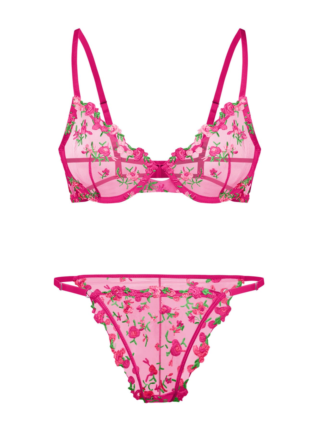 Lilosy Sexy Lingerie Set 2 Piece Women Push Up Bra and Panty 3XS-5XL
