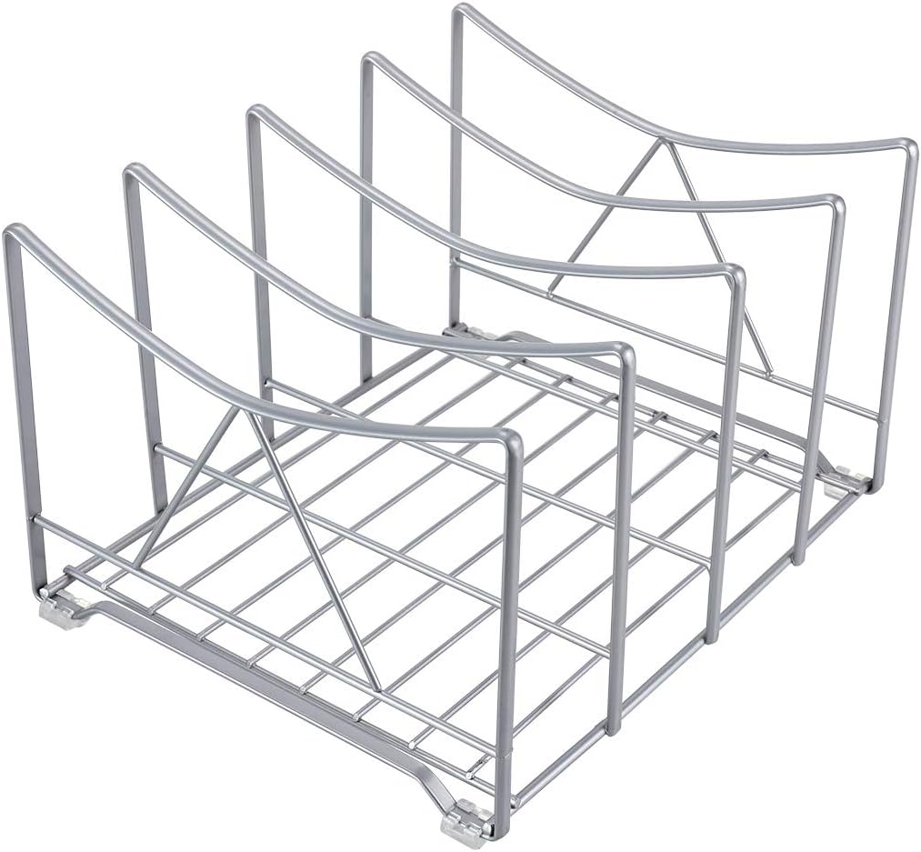 IZLIF Kitchen Houseware Organizer 4 Slot Pantry Rack Cabinet Pantry Organizer Holder (Silver)