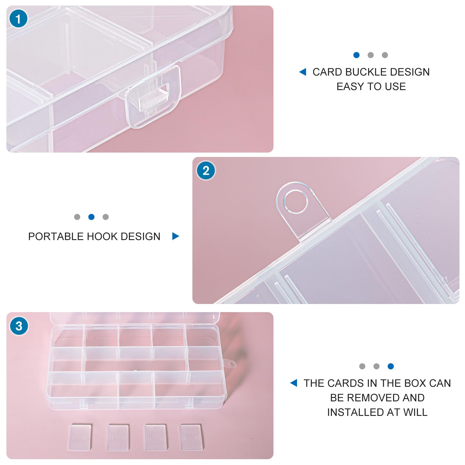 Scatole Plastica Con Coperchio MumdoYAL - 2 Pezzi, 15 Scomparti, Per Orecchini E Piccoli Oggetti - Foto 6