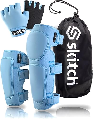SKITCH Juego de equipo de seguridad de protección para patineta para niños y adolescentes Rodilleras deportivas de licra premium + coderas +