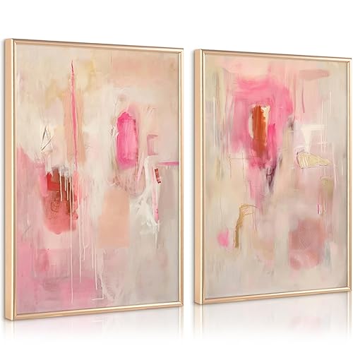 Tocliky Abstract Wall Art Neutral Modern Canvas Painting Decor Pink