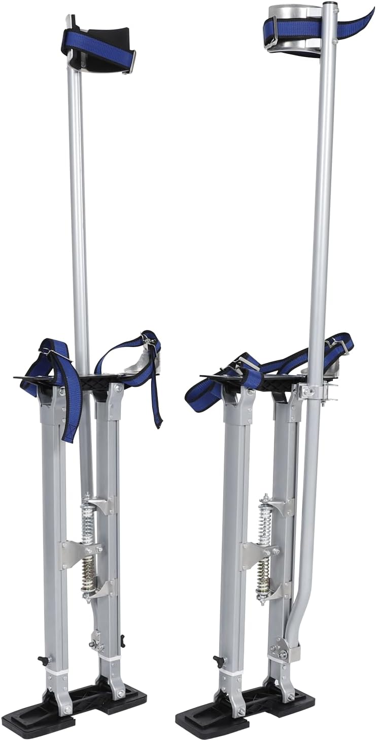 24-40 Inch Silver Drywall Stilts Aluminum Tool Stilt with Protective Knee Pads Portabl Adjustable For Painter Walking Painting