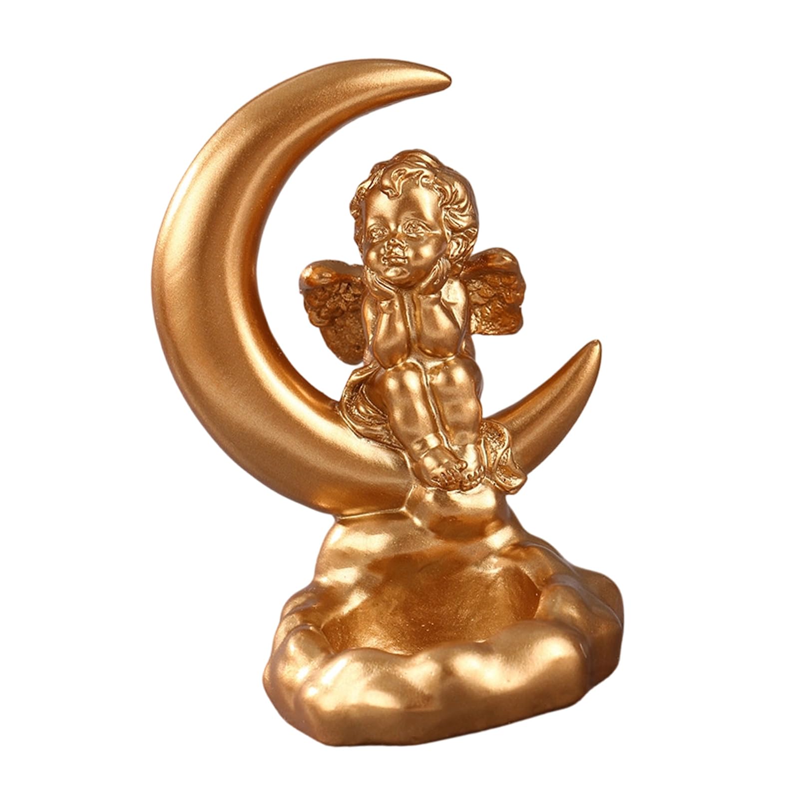 CAZSTYK Resin Moons Angelic Sculpture Tealight Holders Desktop Centerpieces Decoration for Wedding Baptisms Ornament Decorative Angelic Figure