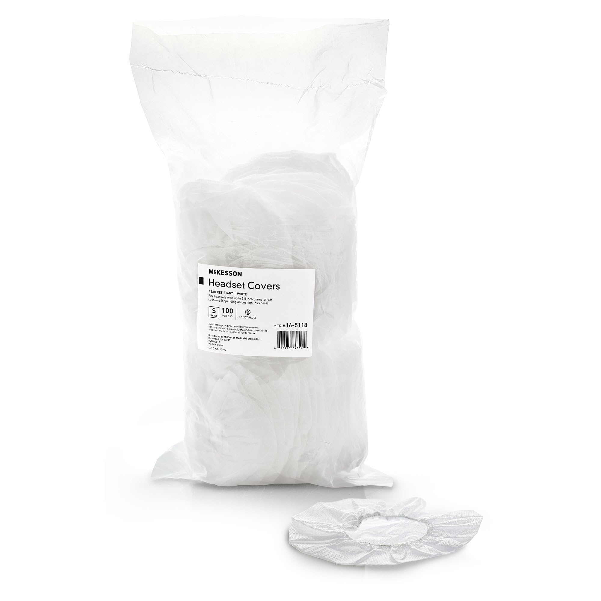 McKesson Disposable Headset Covers for Library, Museum, Classroom - Sanitary Headphone Ear Covers - Tear-Resistant Fabric for 3 1/2 inch Ear Covers, 100 Count