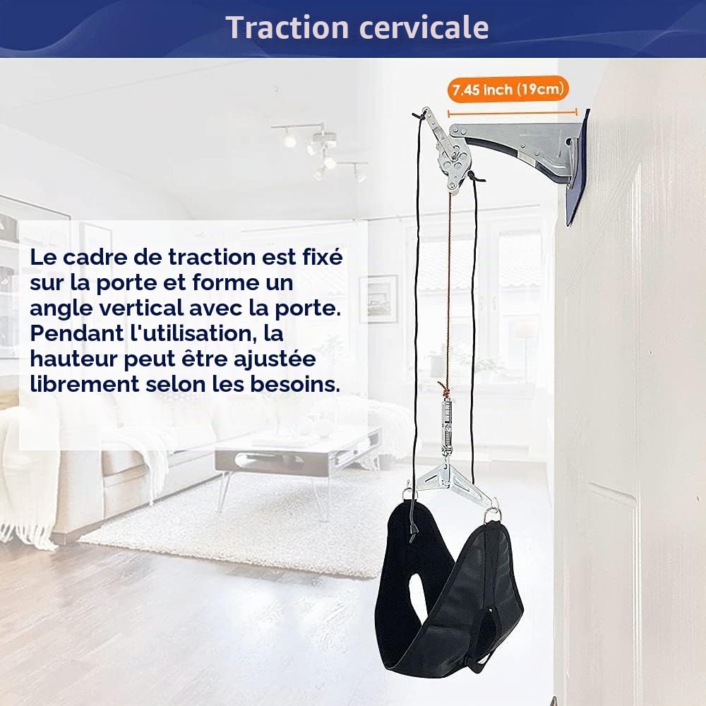 NEPPT Cou Unité de Traction Cervicale Kit Hamac Cervicales pour Soulager le Douleur Cou Décompression de la Colonne Vertébrale Physiothérapie Orthopédique Soulagement de la Douleur