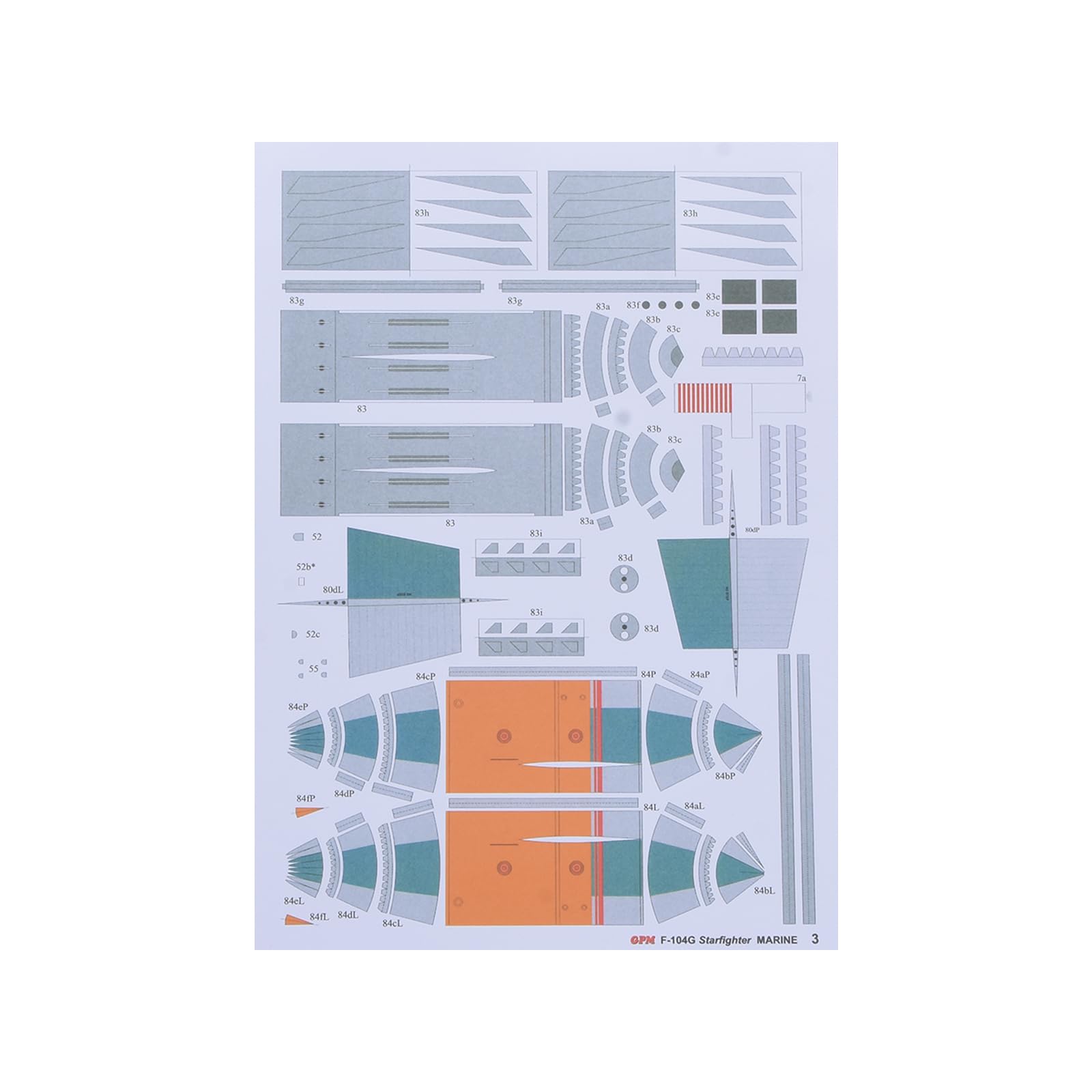 TECKEEN 1/33 Scale US F-104G Starfighter Paper Fighter Military Model Plane Model for Collection (Unassembled Kit) Model Collection