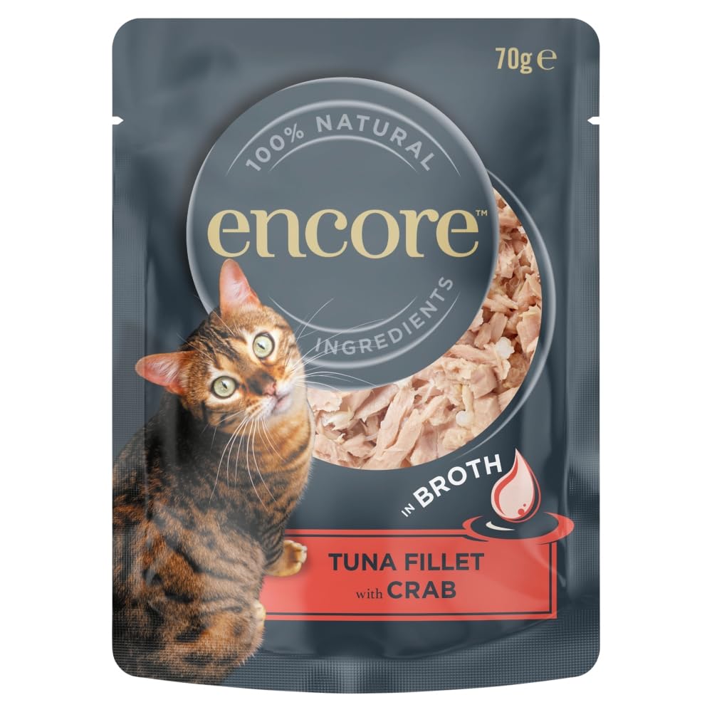 Encore Natural Tuna With Crab In Broth Wet Cat Food 16x70g Pouches
