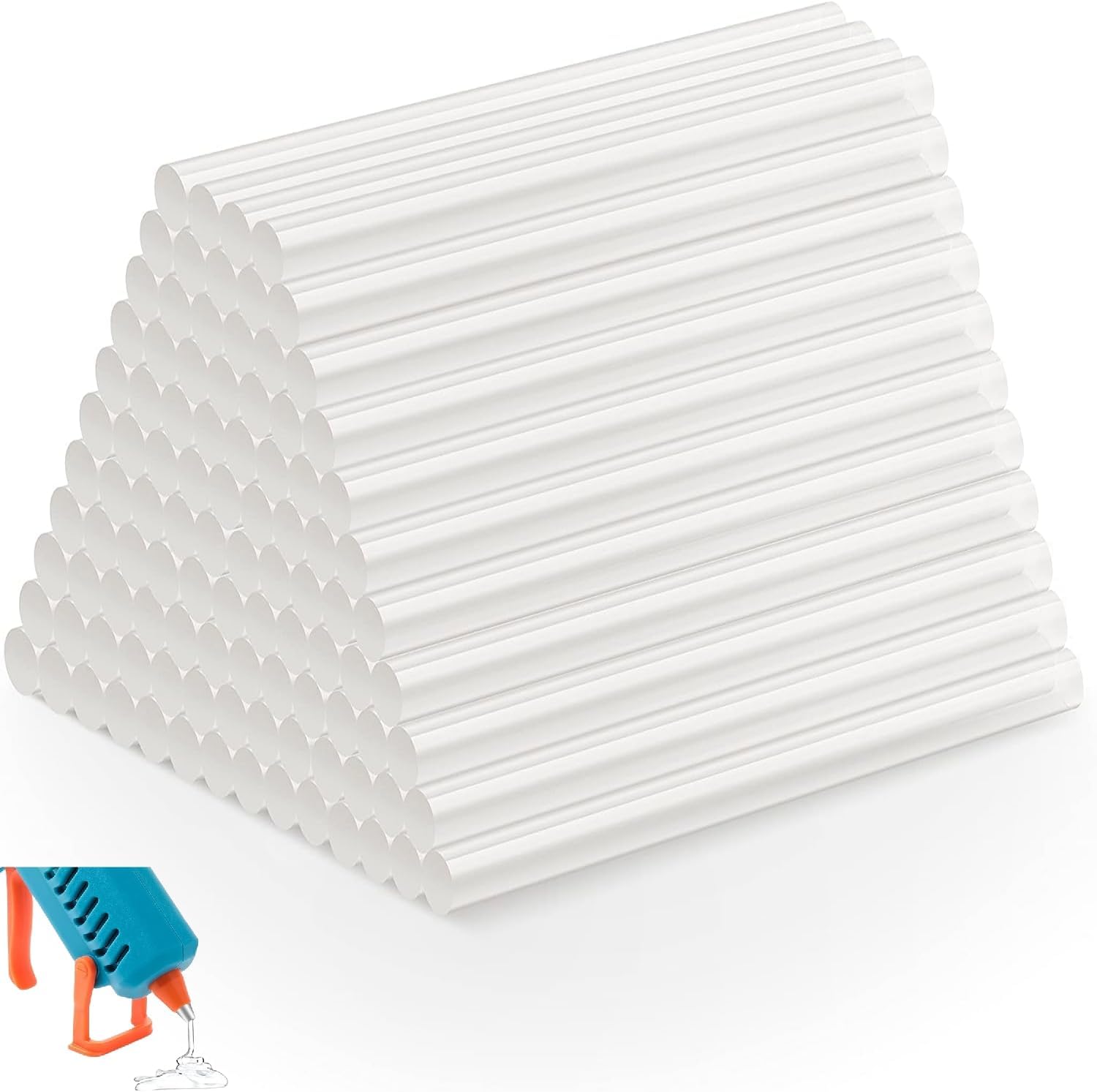 TILSWALLHot Glue Sticks, 100 Pcs 0.27" x 5.9" Hot Melt Mini Glue Gun Sticks, Compatible with Most Glue Guns - Ideal for Wood, Metal, Glass, Crafts, and More