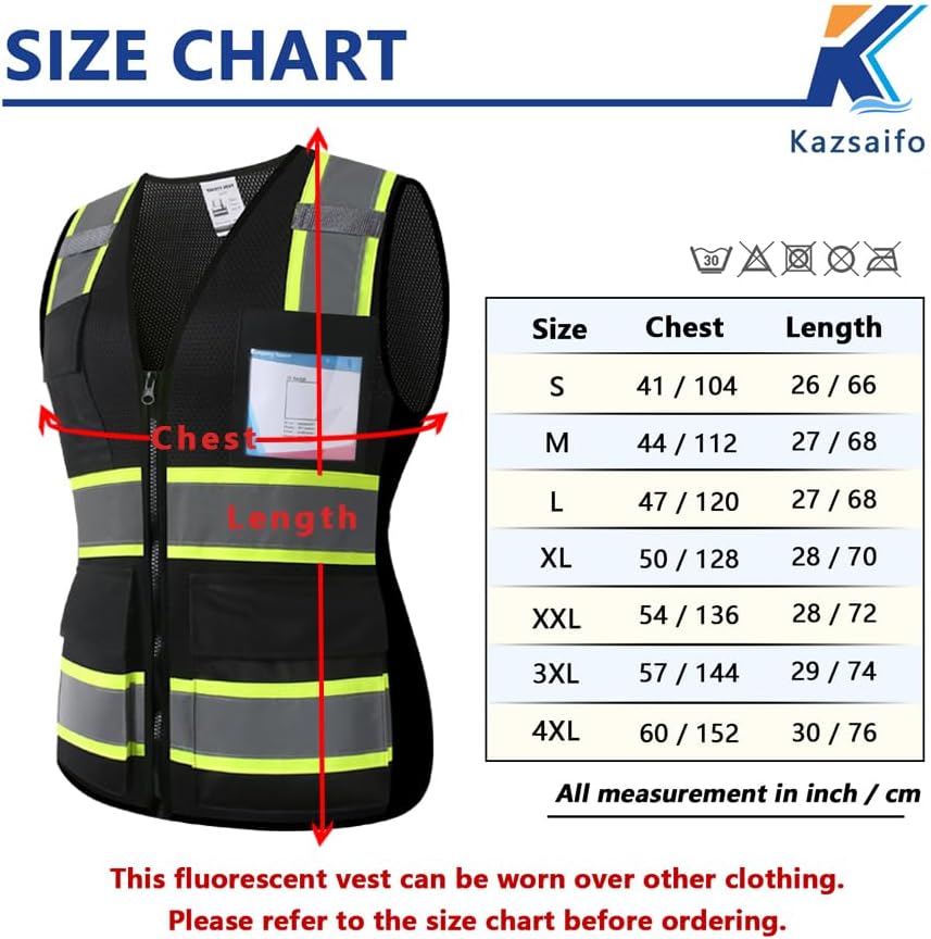 Miniatura 3 de Chaleco de seguridad para mujer con 8 bolsillos y cremallera frontal de alta visibilidad, chaleco de malla reflectante de alta visibilidad, chaleco