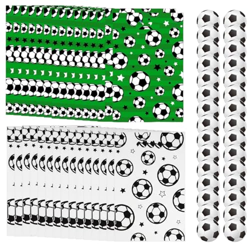 ZMaglorian 30 Pièces Sachets Cadeaux Football | 15 Blanc + 15 Vert avec 30 Stickers Foot | Sac Anniversaire Enfant Garçon, Sachet Bonbon Foot & Sac de Faveur de Football pour Fête
