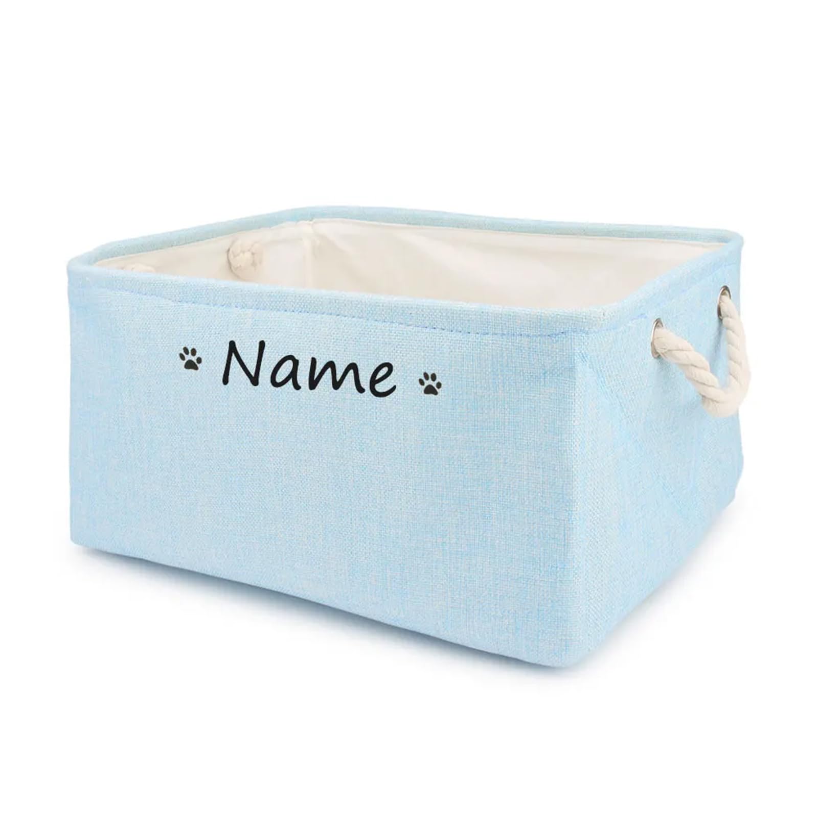 Personalized Pet Dog Toy Storage Basket,Dog Toy Box Customized,Customized Dog Basket, Customizable Dog Toy Box (Light Blue,L 40x30x20cm)