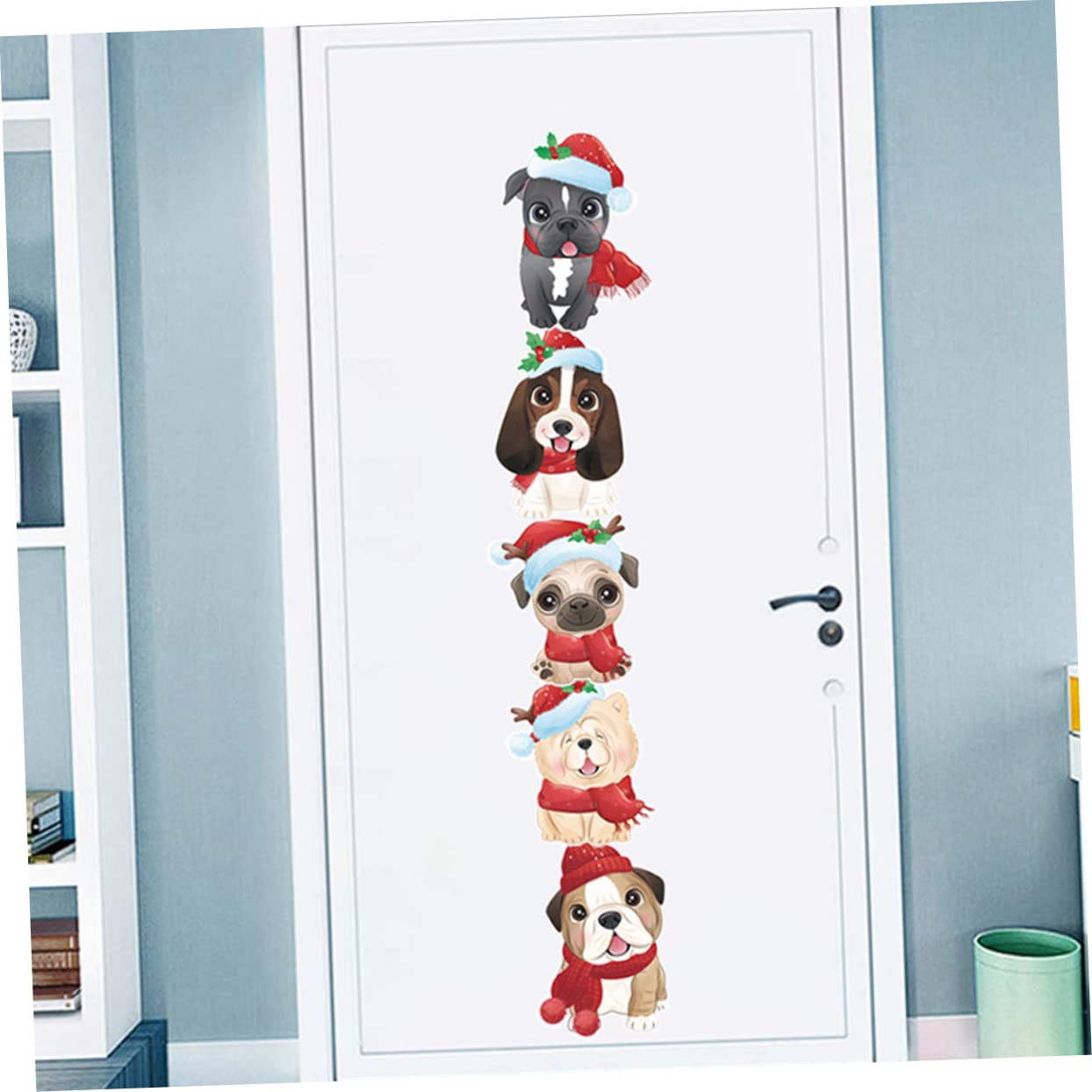 POPETPOP 5 Fogli Vetrofanie natalizie Natale arredamento della camera dei adesivi murali cane cartone animato decorazione per casa adesivo da parete natalizio Adesivi rimovibili pvc
