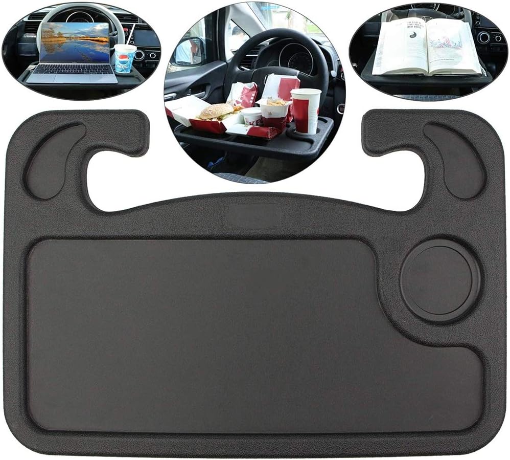 Bticx Car Tray for Steering Wheel - Convenient Removable Steering Wheel Desk, Auto Car Steering Wheel Tray for Computer Food Snack Lunch Drinking Car Laptop Desk Eating Table : Automotive
