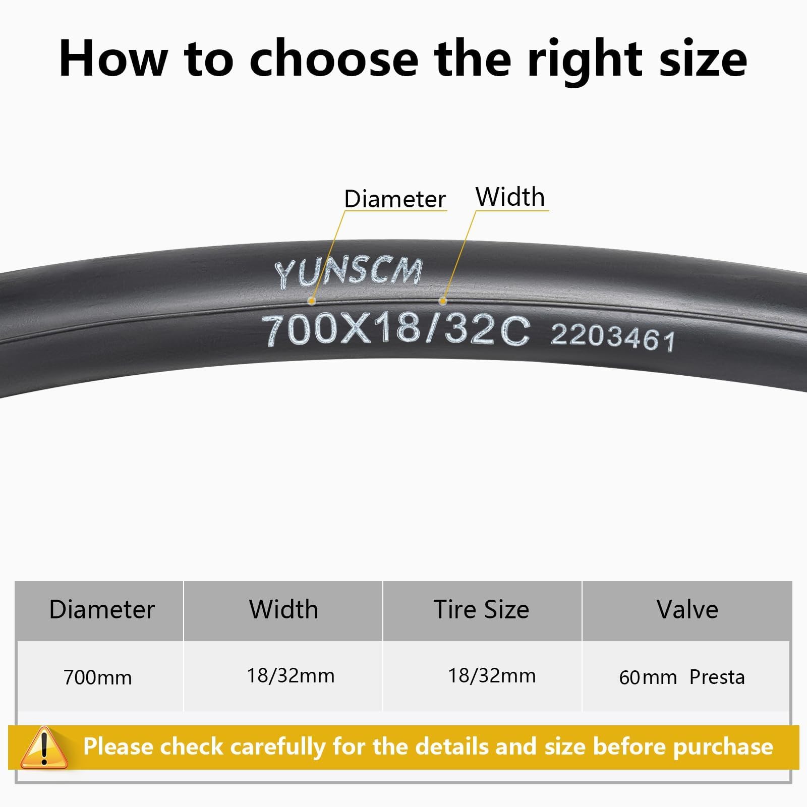 6-Pcs 700x18C/23C/25C/26C/28C/30C/32C Heavy Duty Bike Tubes 700C Bicycle Tubes FV60mm Presta Valve (18/32-622) Compatible with 700 x 18C/32C Bike Tire Tubes