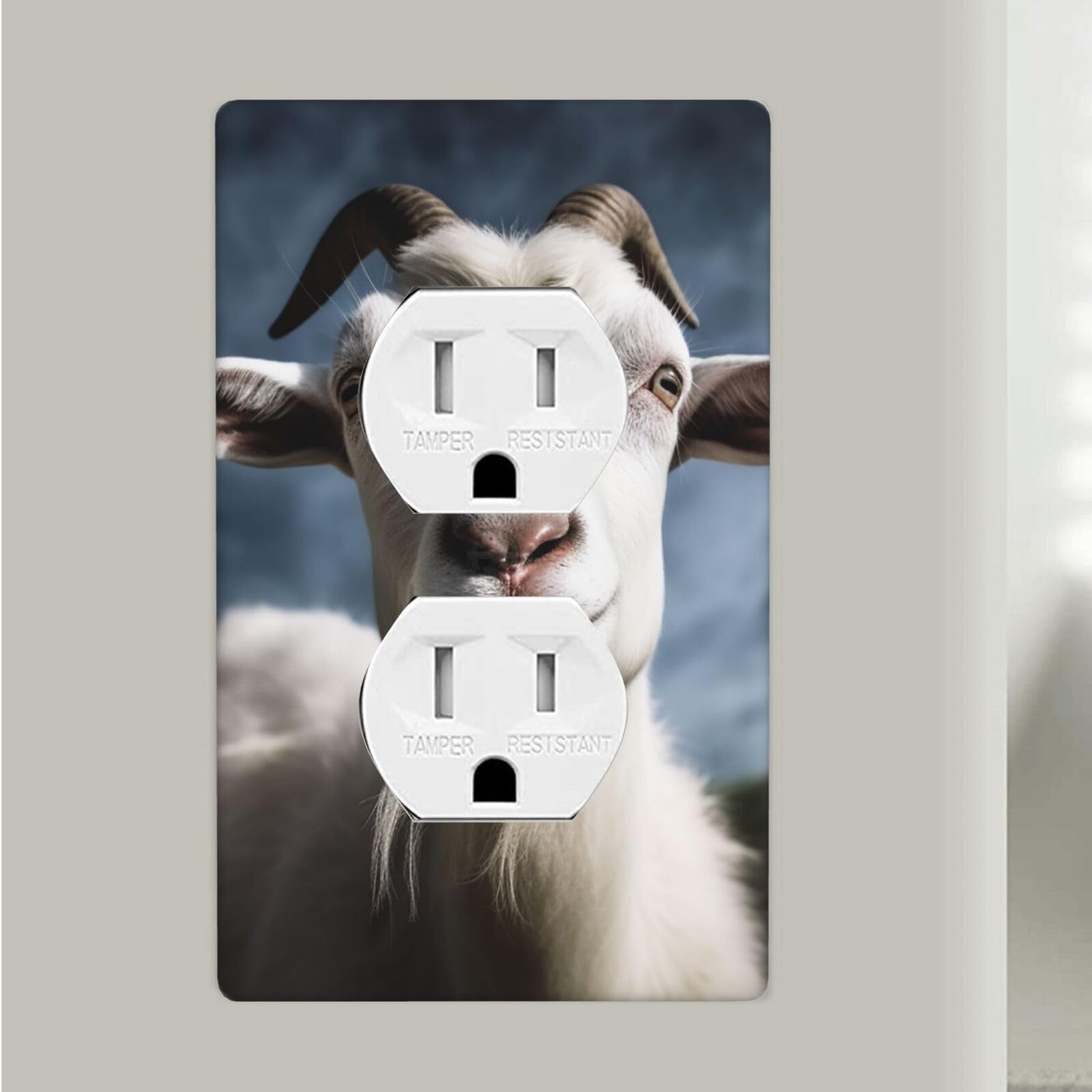 Goat Duplex Receptacle Outlet Covers, 1-Gang Standard Size Wall Plates Unbreakable Polycarbonate Electrical Switchplate Cover Faceplate For Bathroom Kitchen Decor