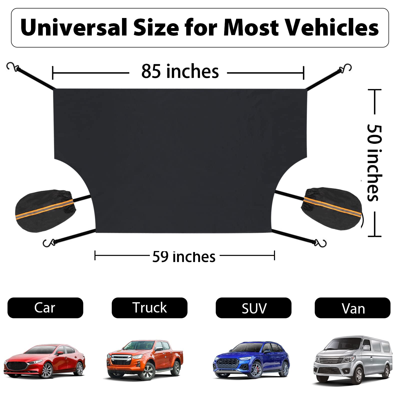 COFEST Housse De Pare-Brise De Voiture Pour Givre De Glace, Housse De Pare-Brise D'Hiver, Garde Épaisse Contre Le Givre Avec Protecteur De Rétroviseurs Latéraux Pour La Plupart Des Voitures SUV Argent