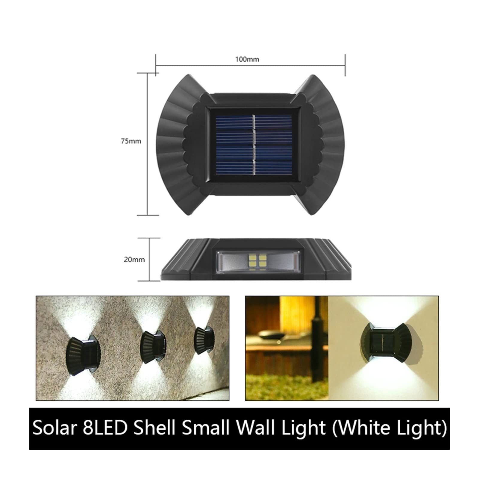 Luz De Pared Solar Al Aire Libre Impermeable Balcón Luces For Patio Calle Paisaje Jardín Decoración Lámpara Brillante Y Suave(8LED White,8PCS)