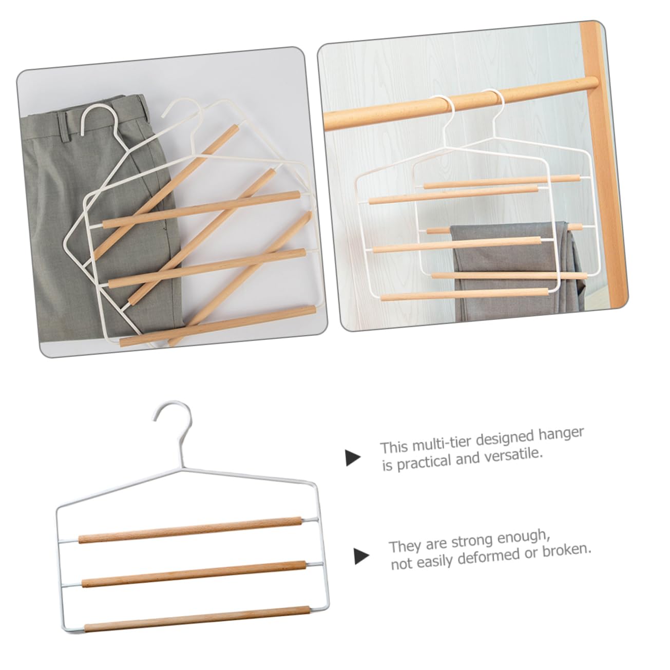 OFFSCH Stable Wear-Resistant Pants Hanger Multi-Layer Clothes Organizer Iron Hanger for Scarf Belt Tie Towel