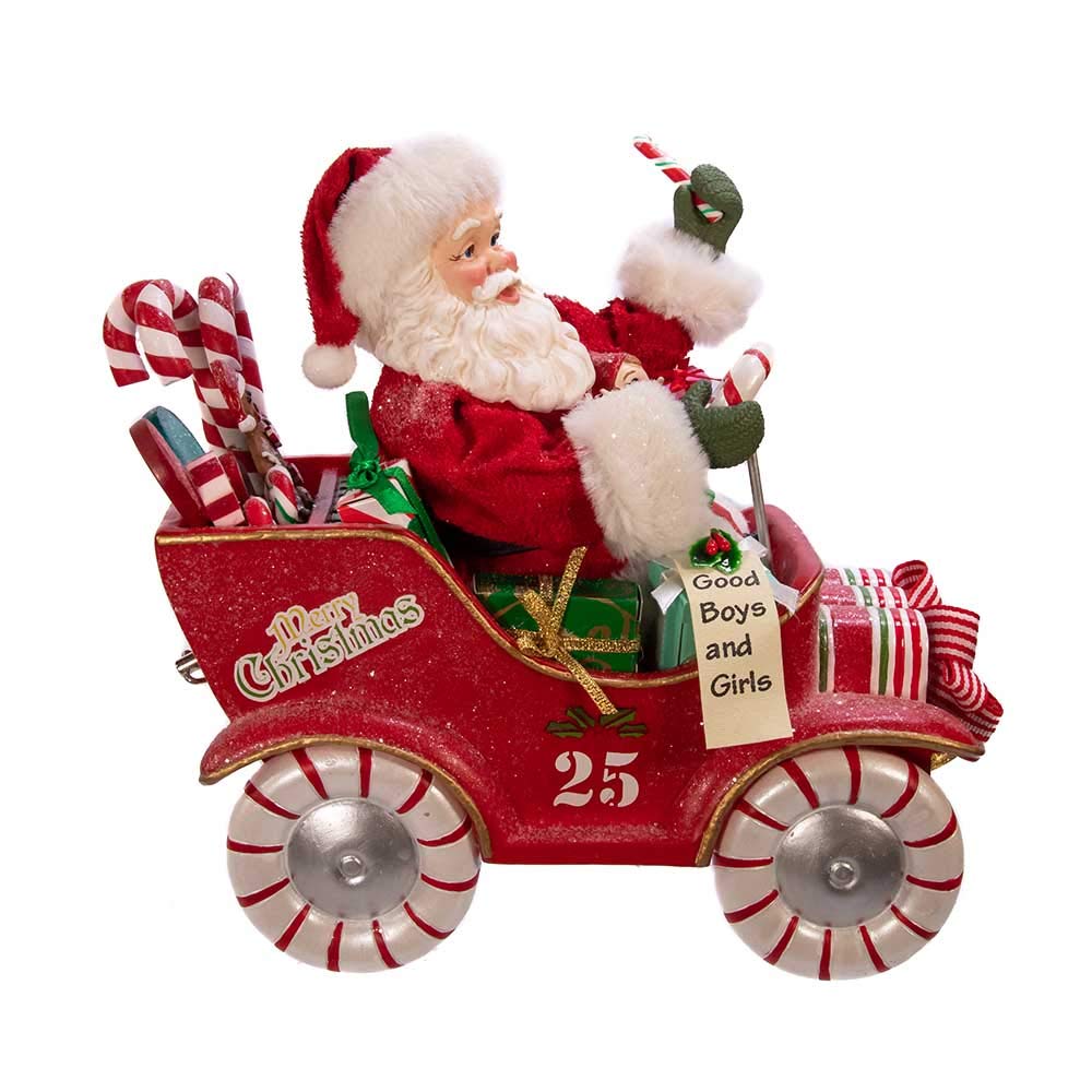 Kurt S. Adler Kurt Adler Fabriché Voiture de Bonbons musicaux Motif Père Noël, Multicolore 8,5 cm