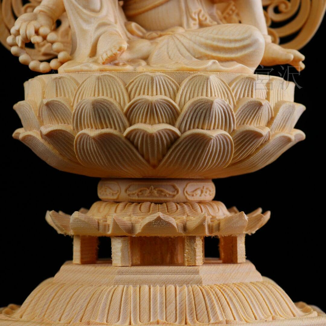 Amazon｜如意法輪王 観音菩薩 開運風水 檜木 木彫仏像 精密彫刻 美術品 