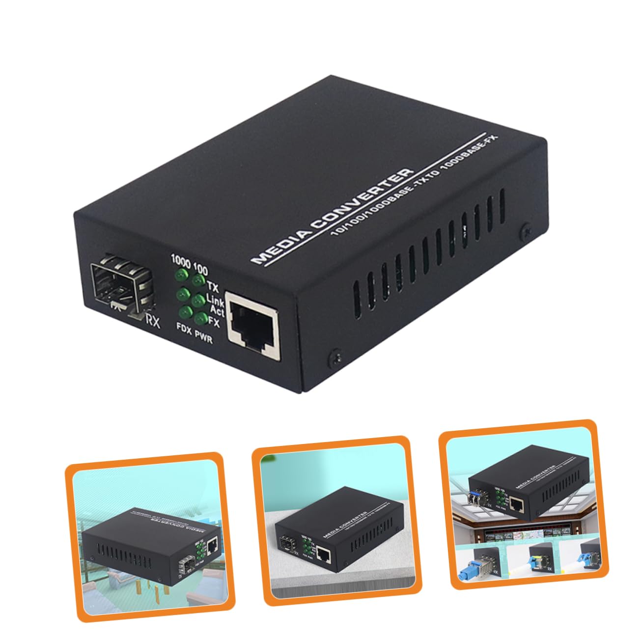 SEWACC Fiber to Ethernet to Fiber Converter 1000base-sx 224/550m Low Power Consumption