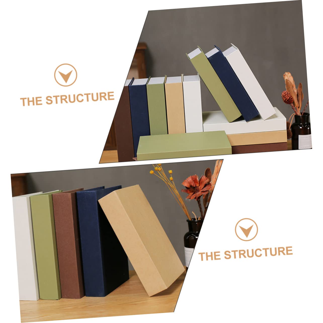 Cabilock Simulated Book Ornament 3pcs Grey Paper Book Models Desktop Photo Prop Random Color