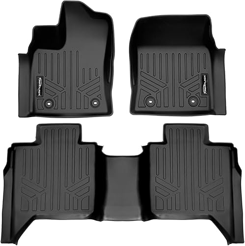 Miniatura 13 de SMARTLINER Juego de alfombrillas de piso de 2 filas de ajuste personalizado compatible con Toyota Tundra 2022-2025