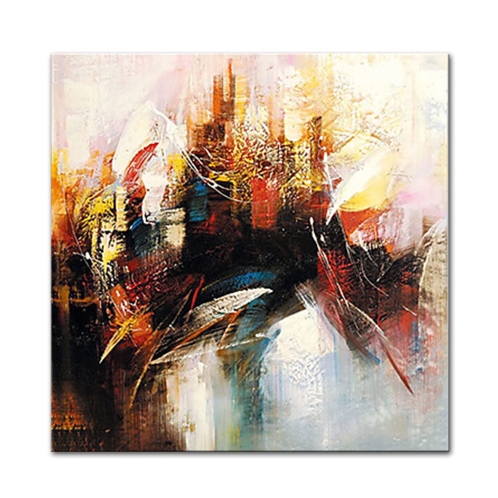Art Artwork Hand Painted Abstract Colors And Lines Wall Art Picture Living Room Home Decor Hotel Decor Oil Paintings On Canvas (70x70cm Unframed)