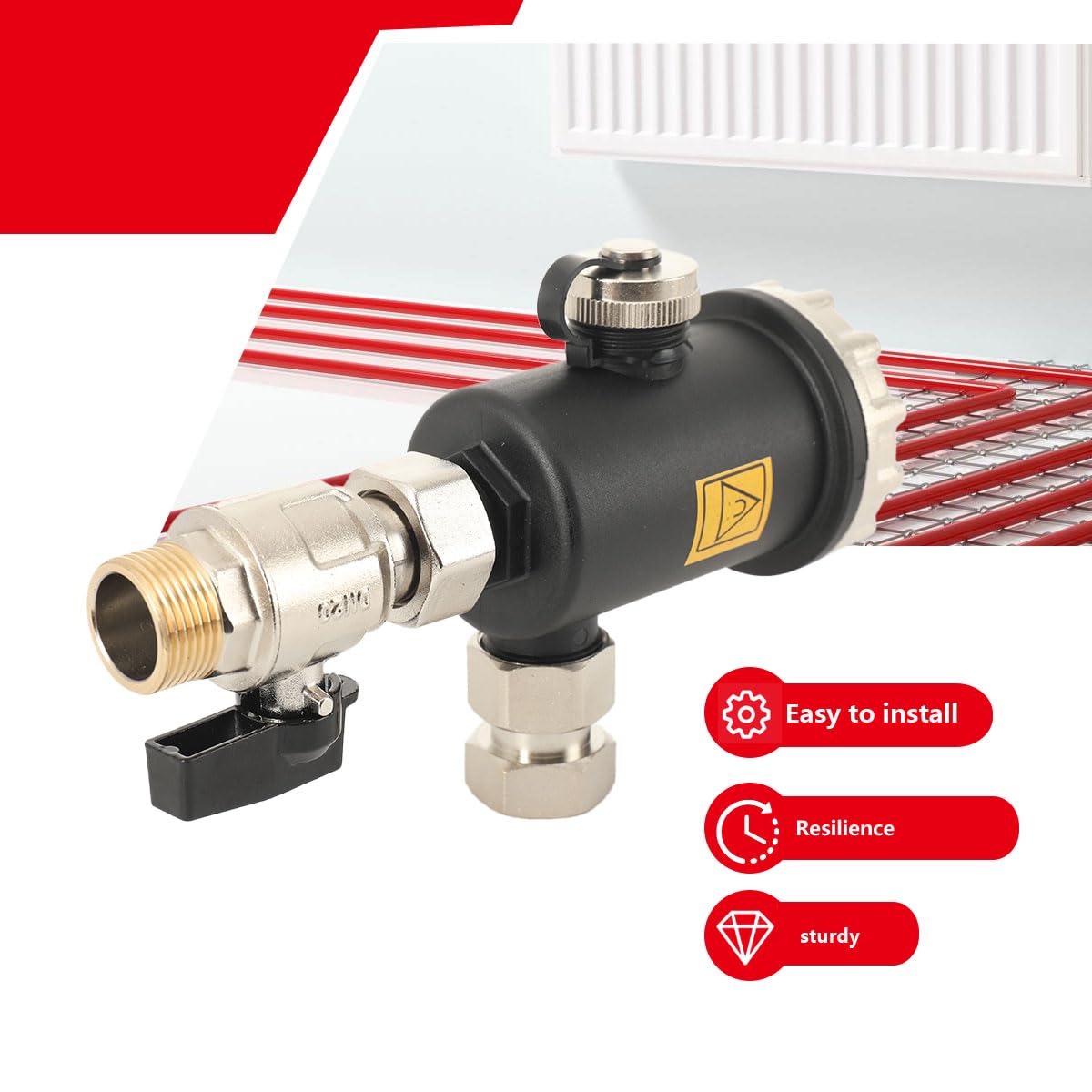Schlammabscheider Magnetabscheider Magnetfilter für Wärmepumpen Gasboilern, 3/4" Schmutzfänger Magnetischer Filter 3/4" DN20 Starker Magnet Heizung 9000 Gauss, Entfernung von Kalk Rost Schlamm