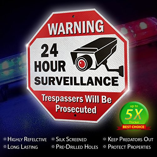 Diamond-ULTRA-REFLECTIVE-Warning-24-Hour-Surveillance-No-Trespassing-Metal-Sign-with-for-home-business-Video-Security-CCTV-Camera-12-L-x-12-H-Aluminum-12x12-Reflective