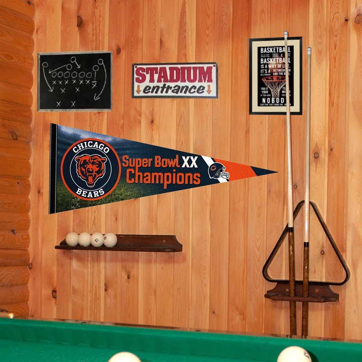Chicago Bears 1985 Bowl Champions Pennant Banner Flag - Image 2