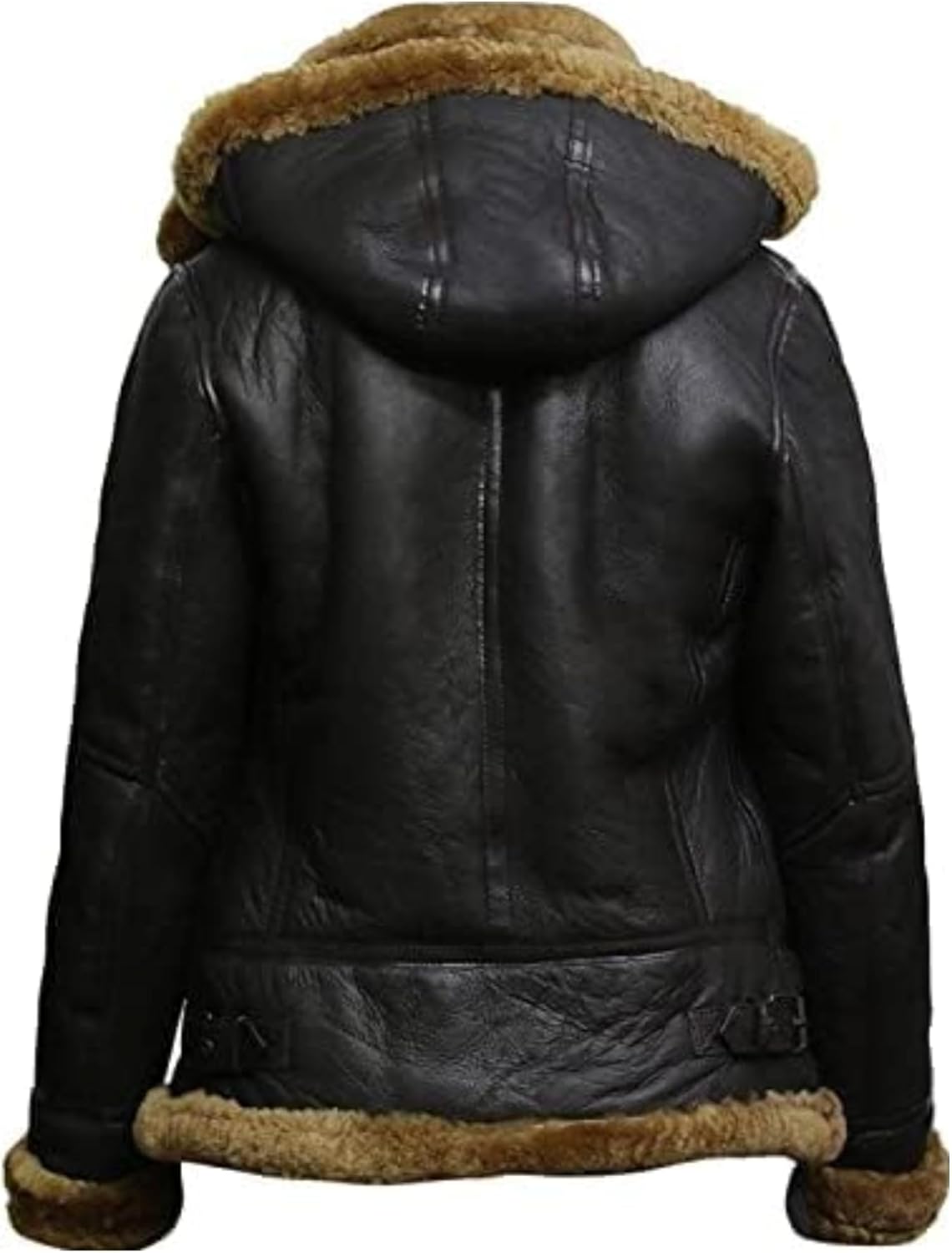 Women's B3 Shearling Bomber Jacket RAF Aviator Pilor Genuine Sheepskin Leather Jacket Removable Hoodie - Image 3