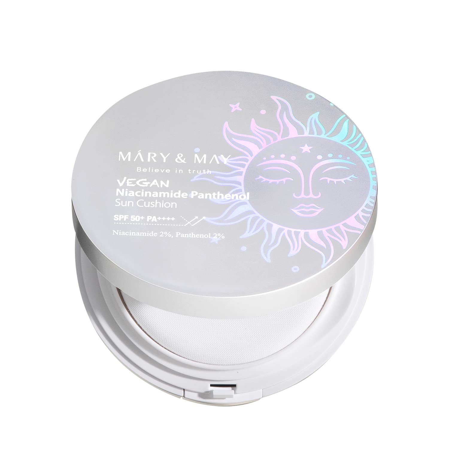 Mary & May Vegan Niacinamide Panthenol Sun Cushion SPF50+ PA++++, Broad Spectrum UV Protection, Skin Tone Enhancement