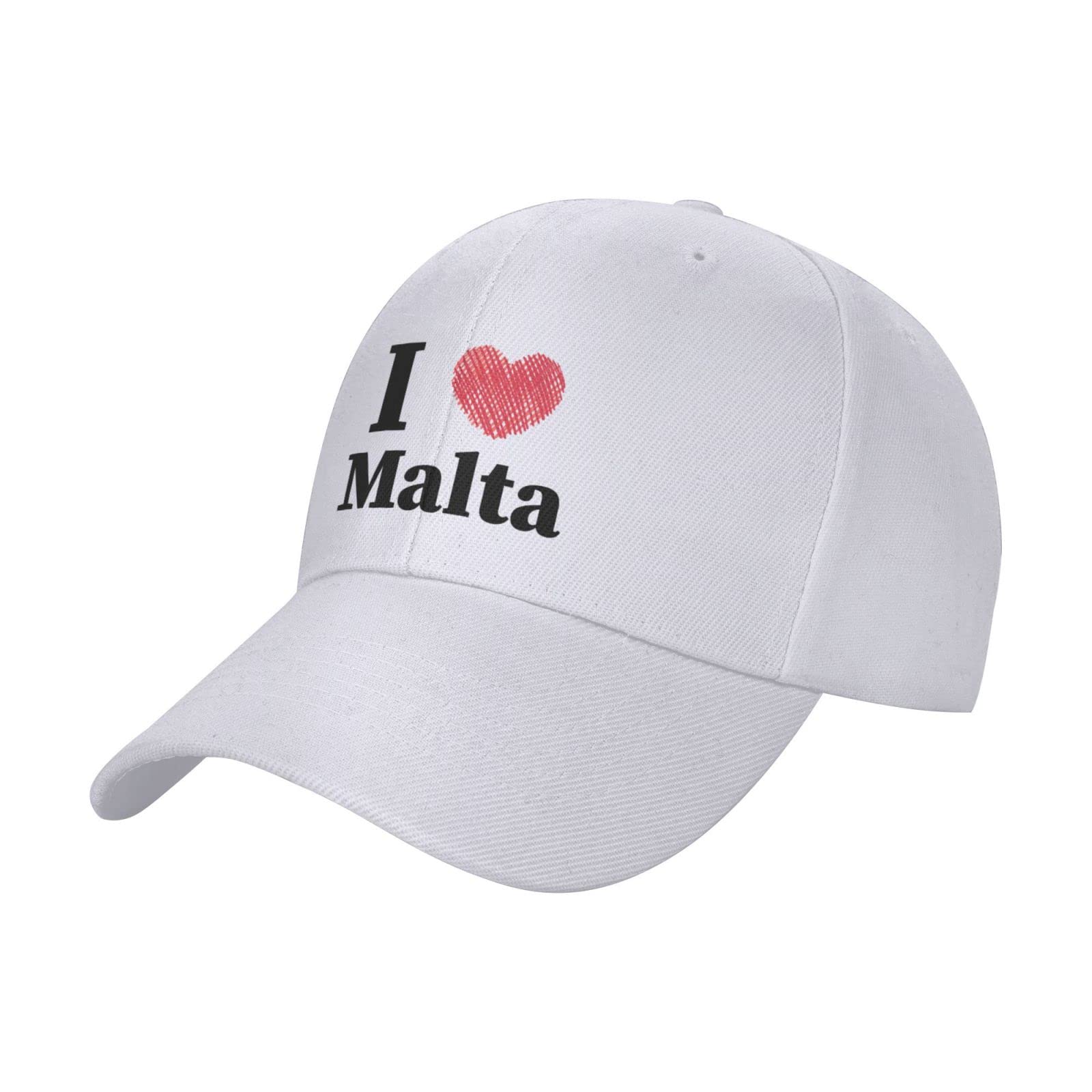 Kwqdozf Unisex White I Love Malta Baseball Cap For Men Women Duck Tongue Hat Sports Casquette