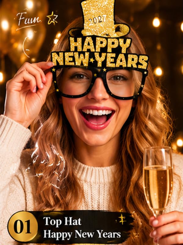 ASVNRES Happy New Year’s Eve Glasses 2027 - Pack Of 6, Happy New Year Eve Party Glasses Decorations Supplies 2027 (6) - Image 2