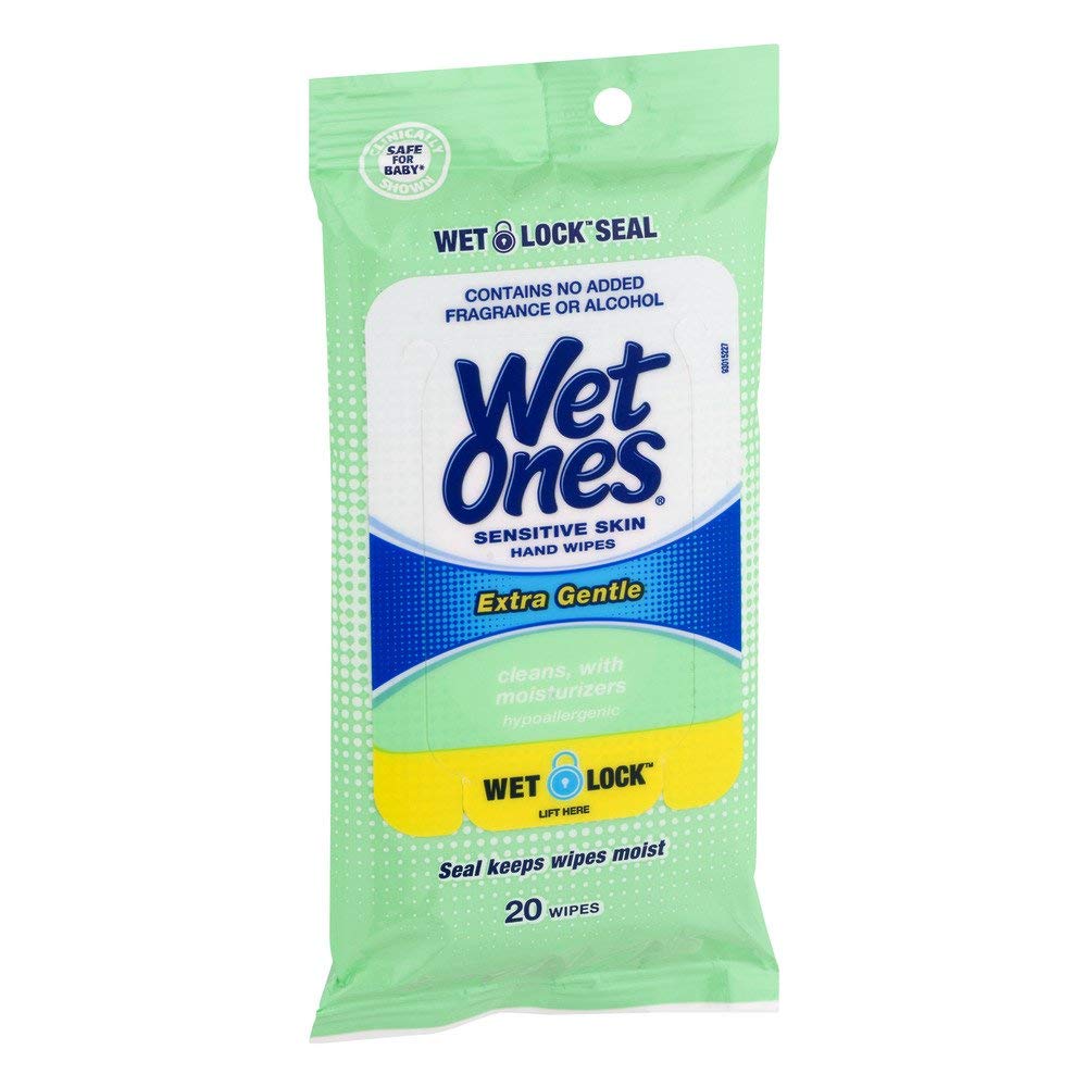 Wet Ones Hand Wipes Extra Gentle for Sensitive Skin, 20 Count