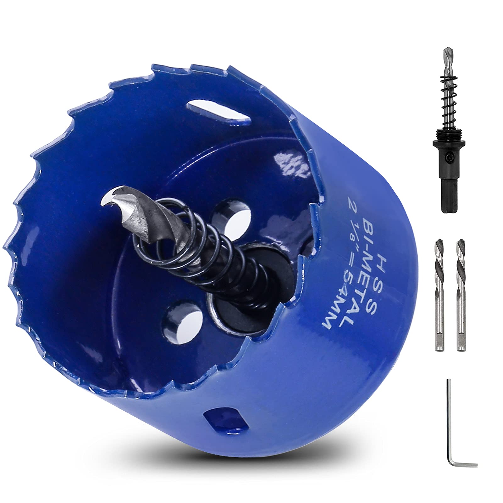 Photo 1 of Luomorgo 2 1/8 inch 54mm Hole Saw, 1 1/4 inch Cutting Depth HSS Bi-Metal Hole Cutter with Hex Shank Drill Bit Adapter for Wood Cornhole Boards Plastic Drywall Fiberboard