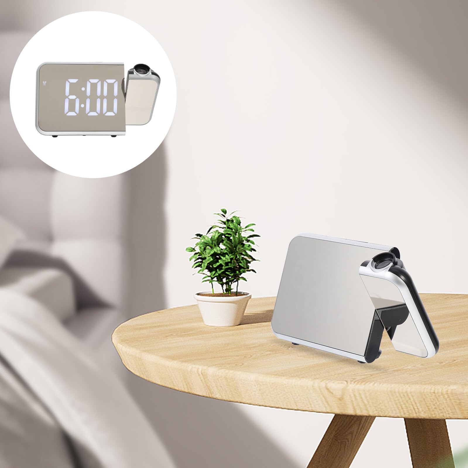 Cabilock Negro Reloj Despertador Digital de Proyección, para Dormitorio