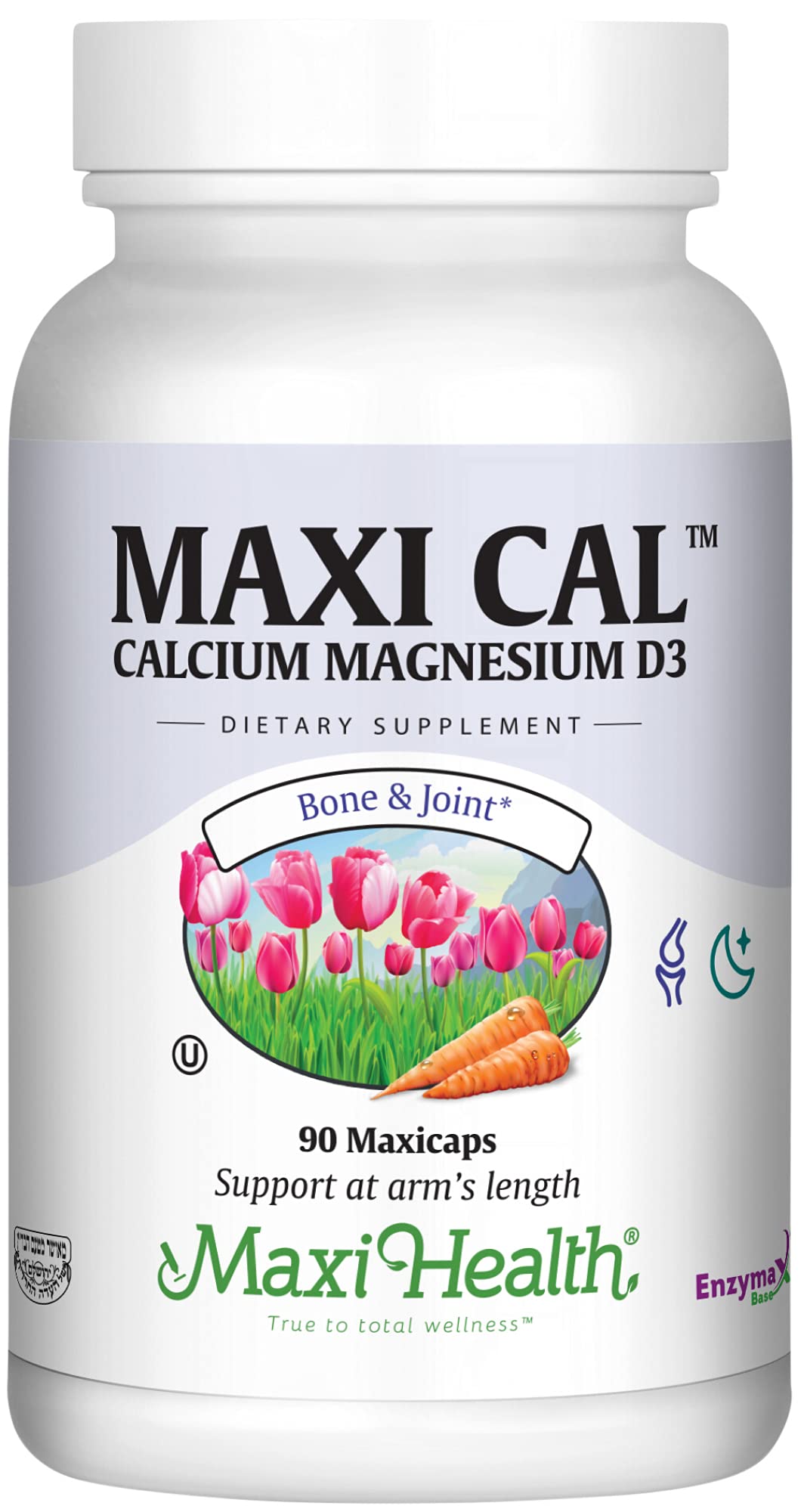 Maxi Health® Maxi Cal Calcium 1000mg, D3 & Magnesium (90 Capsules) 90 Count (Pack of 1)