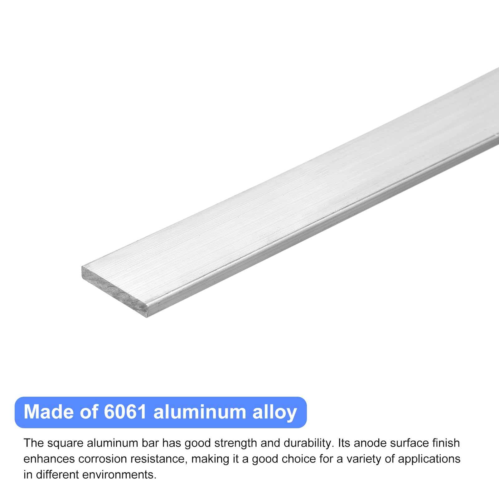 QUARKZMAN 6 Pcs Barre Plate Carrée En Aluminium, 3/32