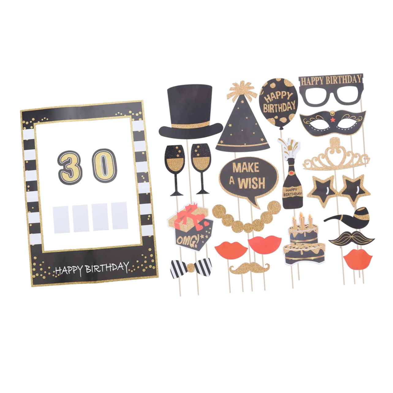LABRIMP 44stücke Teiliges Glitzerpapier Set Für Geburtstag Fotorequisiten Kreative Brillen Krone Dekoration Für Foto Booth Partyaccessoires Für Unvergessliche Erinnerungen