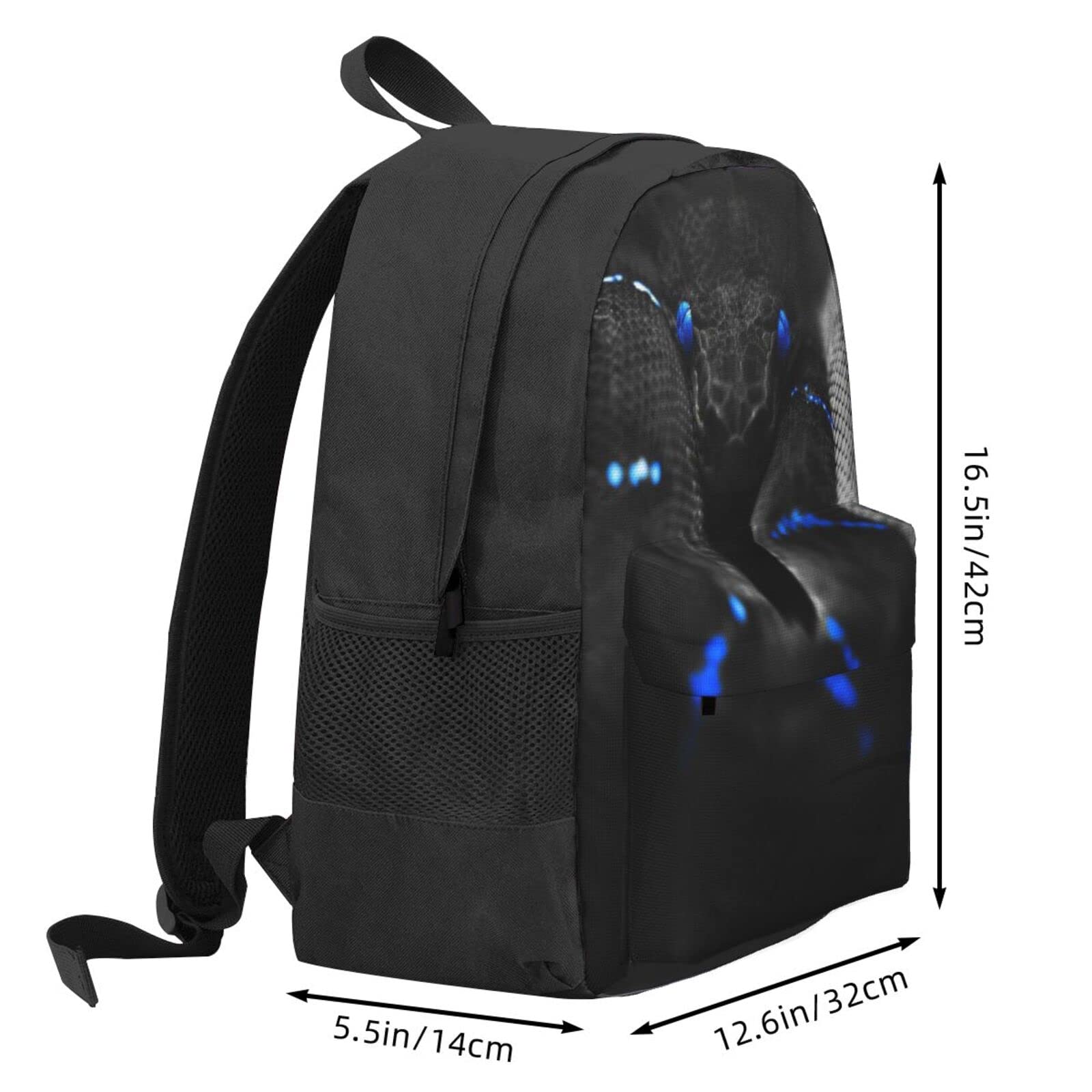 Sac à dos serpent 3D pour homme et femme - Sac à dos de voyage, de sport, d'école pour enfants, filles, garçons, noir, Noir , taille unique
