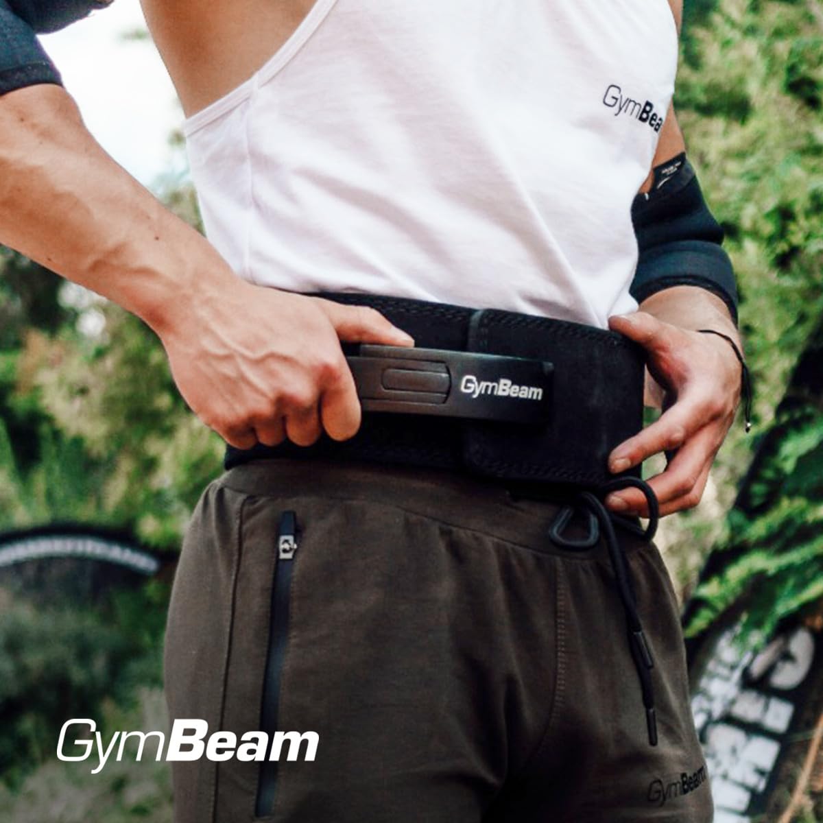 GymBeam Gürtel für Gewichtheber - Weightlifting Lever Belt aus 100% Leder, verstellbare Schnalle, für Powerlifting Krafttraining, ideal für Kniebeugen, Deadlifts, Bodybuilding, Crossfit