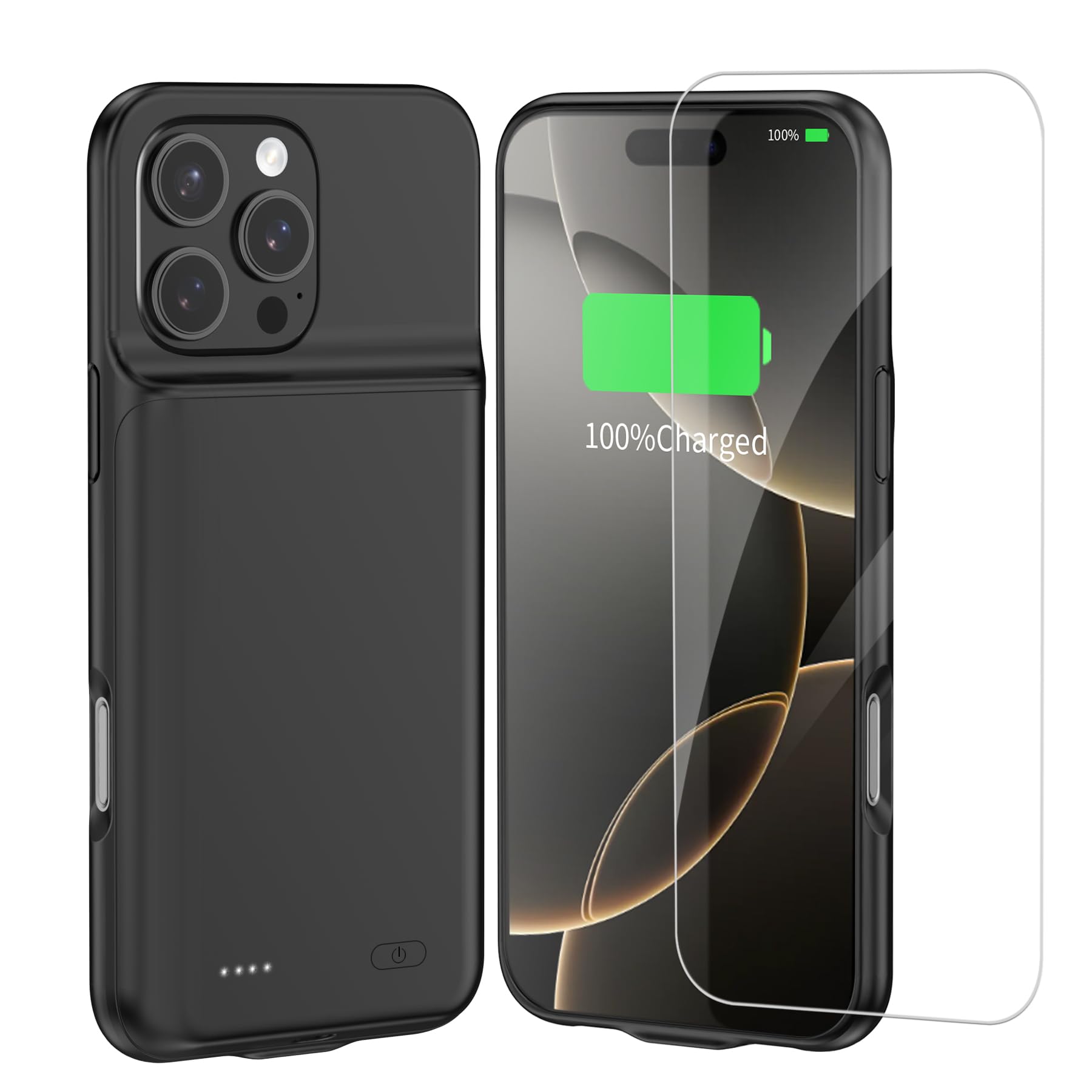 Case IPhone 12 Pro Max Akkuhülle Powerbank Für IPhone 12/12 Mini/12 Pro/12 Pro Max – 6200mAh, Schwarz, Matte Hülle Mit Schutz Ladecase IPhone 12 Pro Max